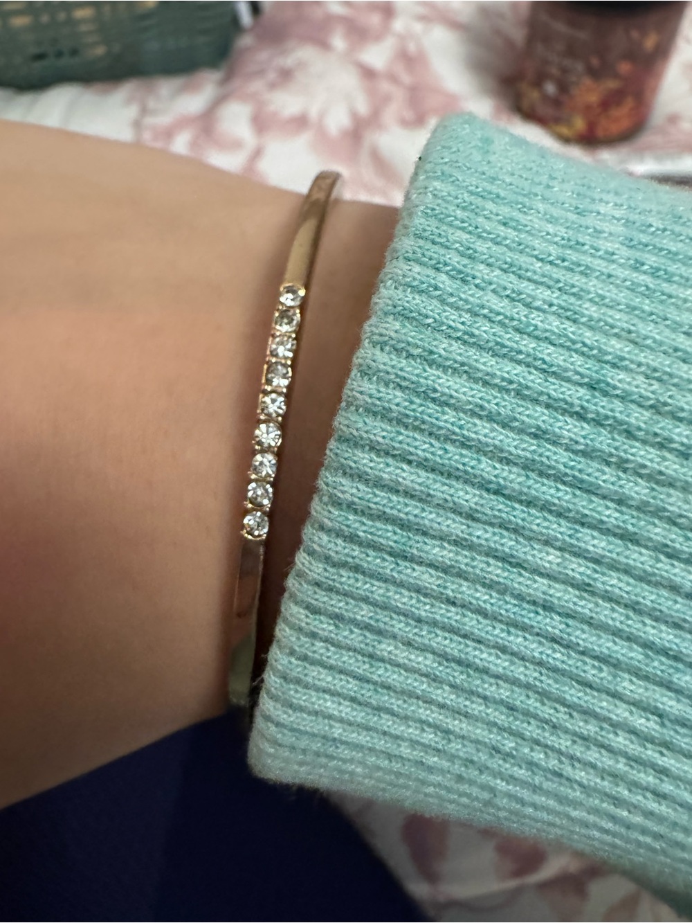 Gold Crystal Bangle Bracelet - Women Jewelry